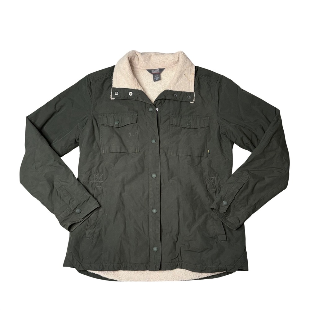 Outdoor Research Field Jacket Womens L Green Good Sherpa Lined Utility Coat